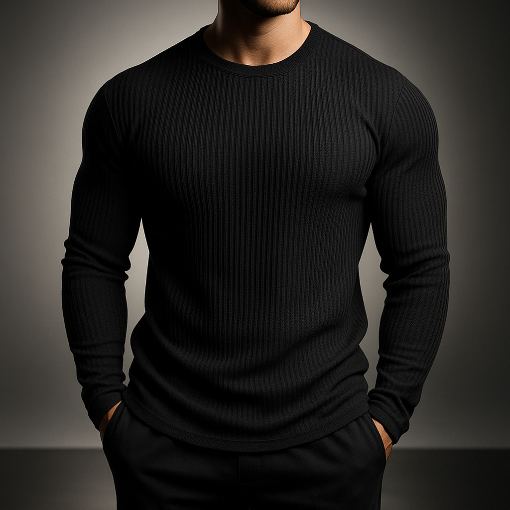 Men's Long-Sleeve Striped Crewneck Sweater