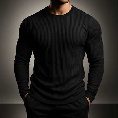 Men's Long-Sleeve Striped Crewneck Sweater