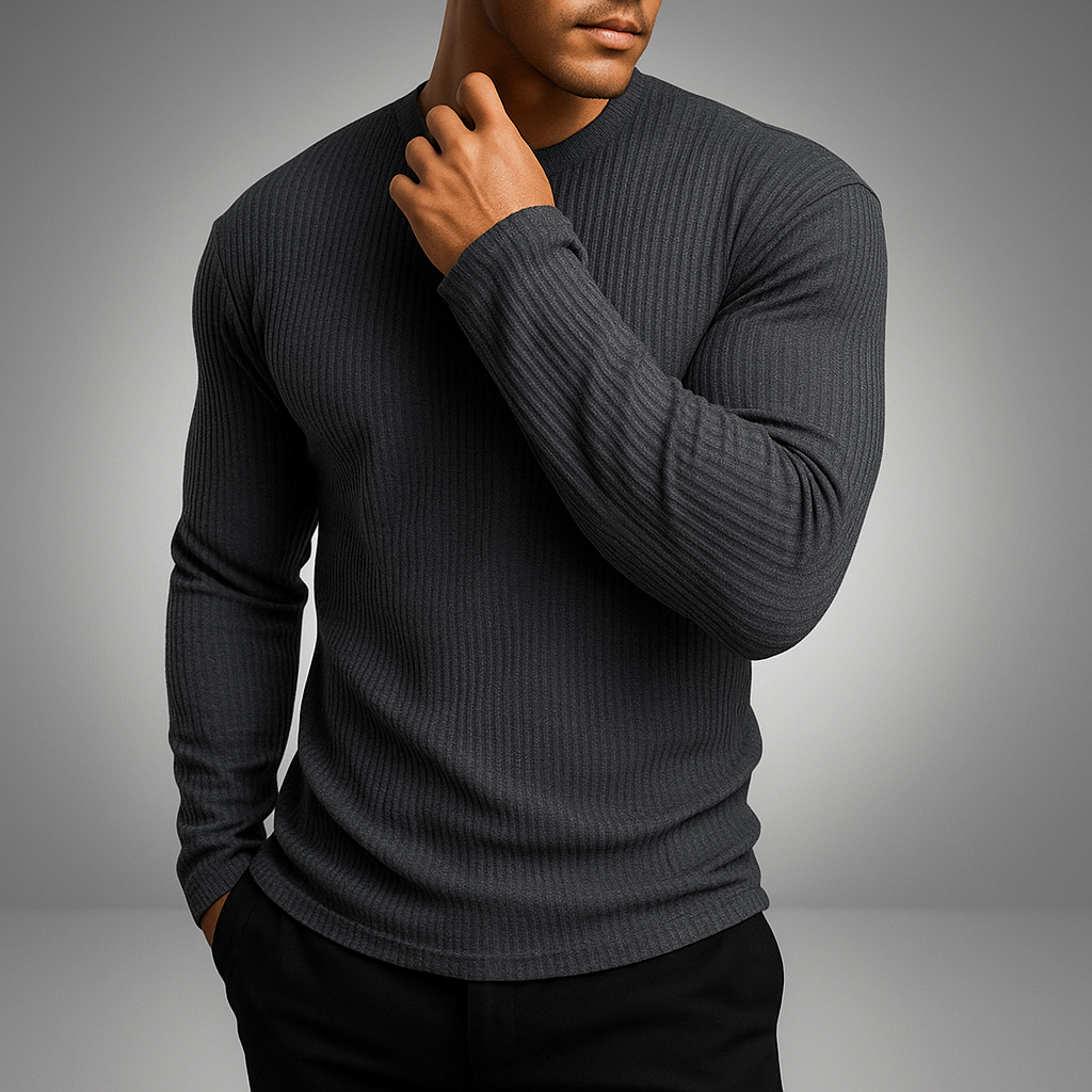 Men's Long-Sleeve Striped Crewneck Sweater
