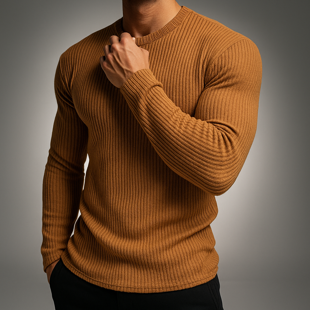Men's Long-Sleeve Striped Crewneck Sweater