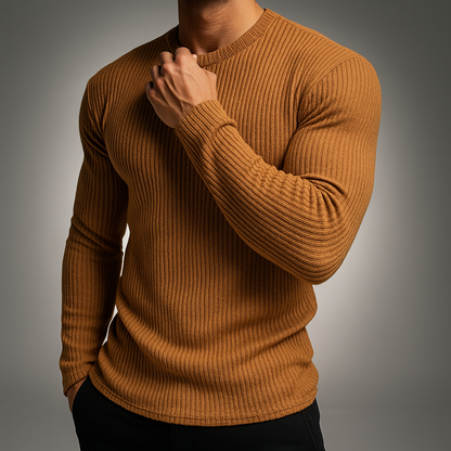 Men's Long-Sleeve Striped Crewneck Sweater