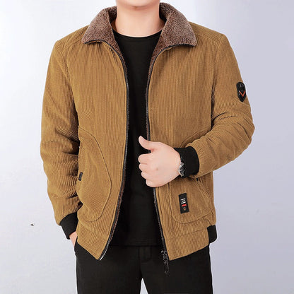 Men's Loose Fit Textured Sherpa-Lined Zip-Front Casual Bomber Jacket