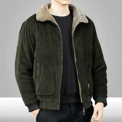Men's Loose Fit Textured Sherpa-Lined Zip-Front Casual Bomber Jacket
