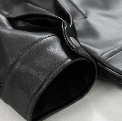 Men's Oversized Faux Leather Zip-Up Bomber Jacket
