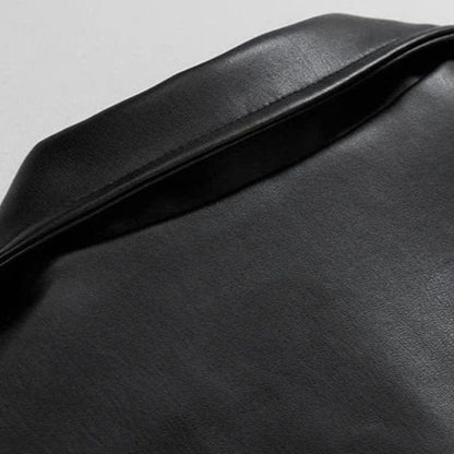 Men's Oversized Faux Leather Zip-Up Bomber Jacket