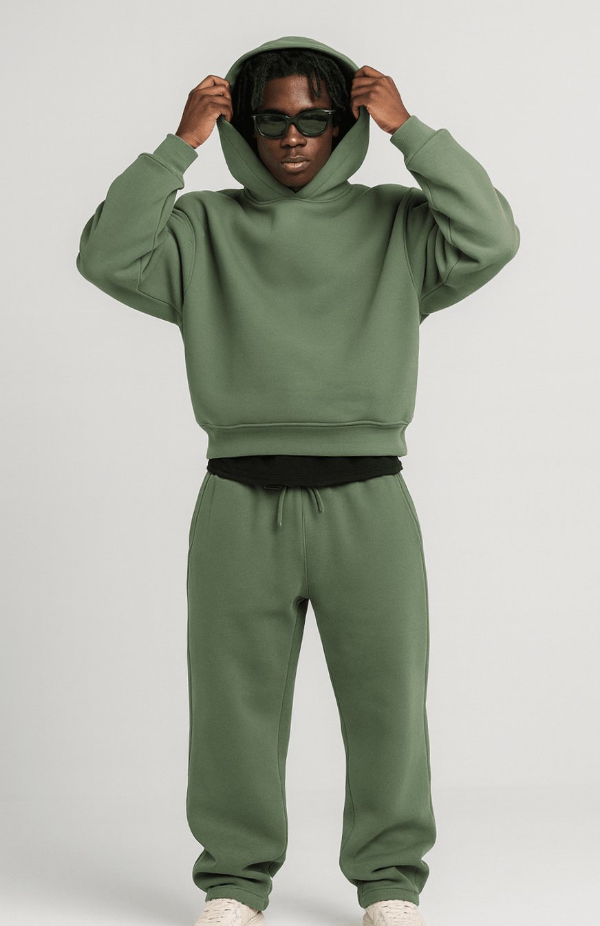 Men's Oversized Fleece Tracksuit with Hoodie and Joggers