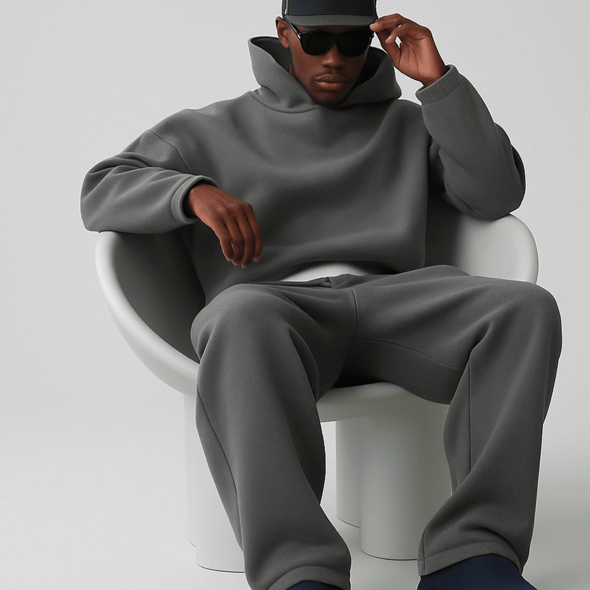 Men's Oversized Fleece Tracksuit with Hoodie and Joggers