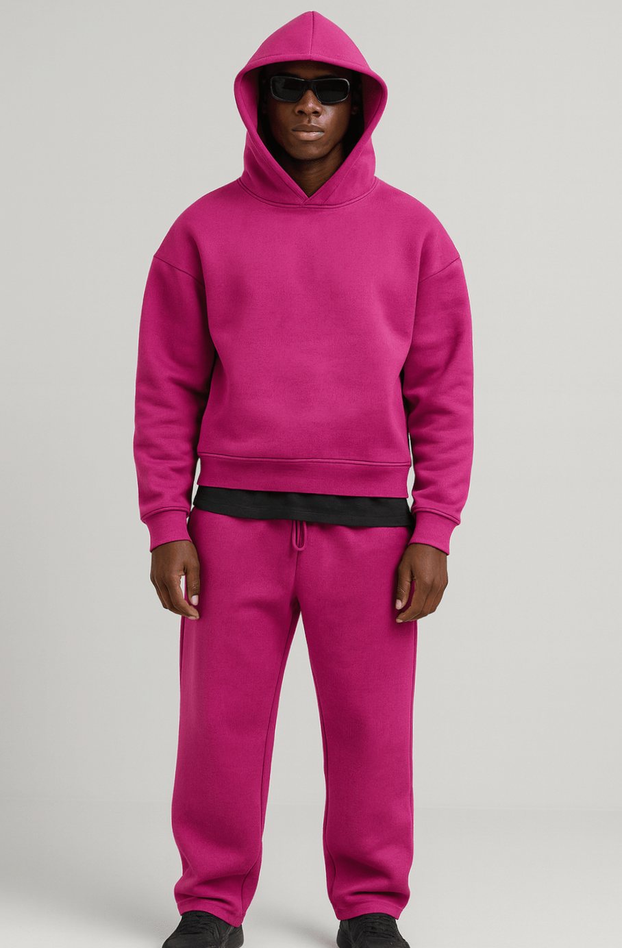 Men's Oversized Fleece Tracksuit with Hoodie and Joggers