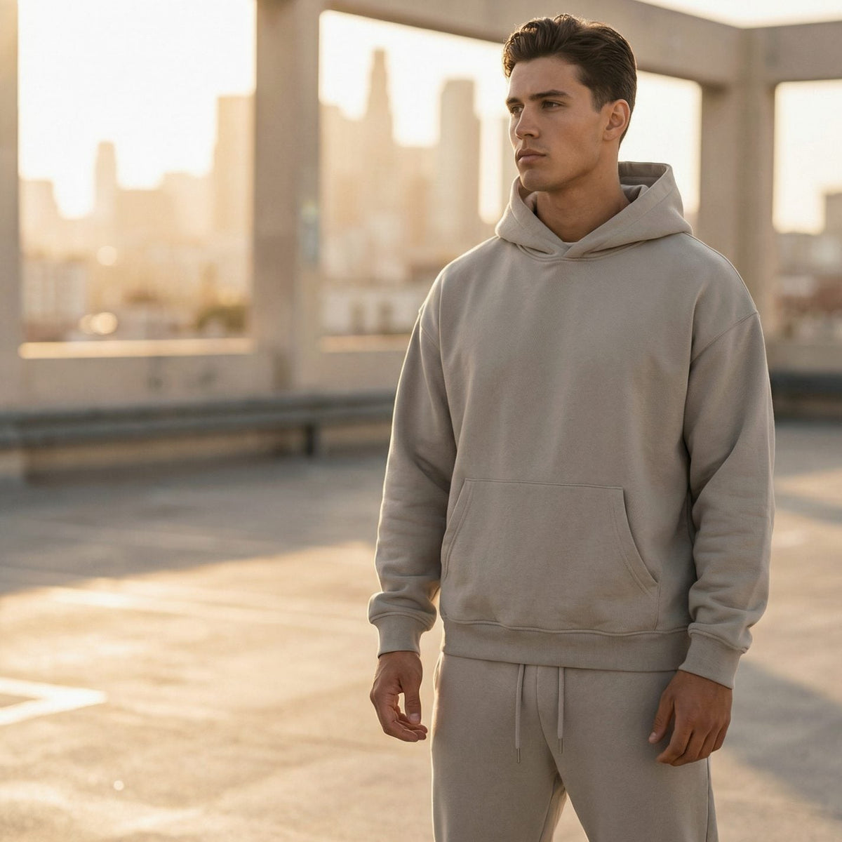 Men's Oversized Fleece Tracksuit with Hoodie and Joggers