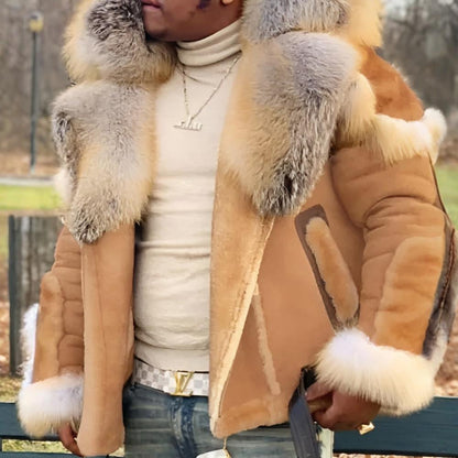 Men's Oversized Winter Coat with Heavy Collar Jacket Outerwear