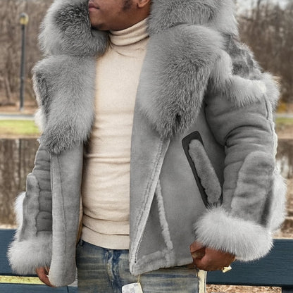Men's Oversized Winter Coat with Heavy Collar Jacket Outerwear