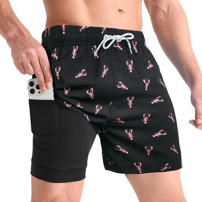Men's Quick-Drying Swim Trunks with Compression Liner