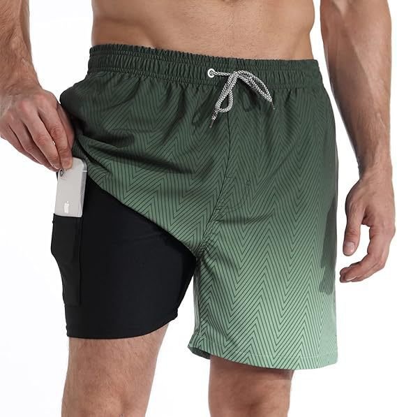 Men's Quick-Drying Swim Trunks with Compression Liner