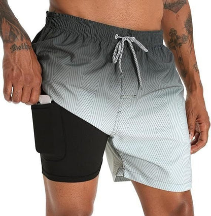 Men's Quick-Drying Swim Trunks with Compression Liner