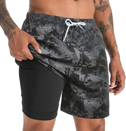 Men's Quick-Drying Swim Trunks with Compression Liner