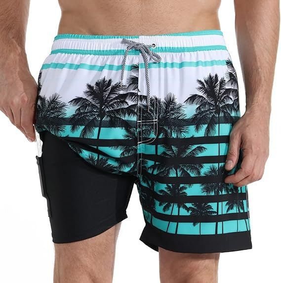 Men's Quick-Drying Swim Trunks with Compression Liner