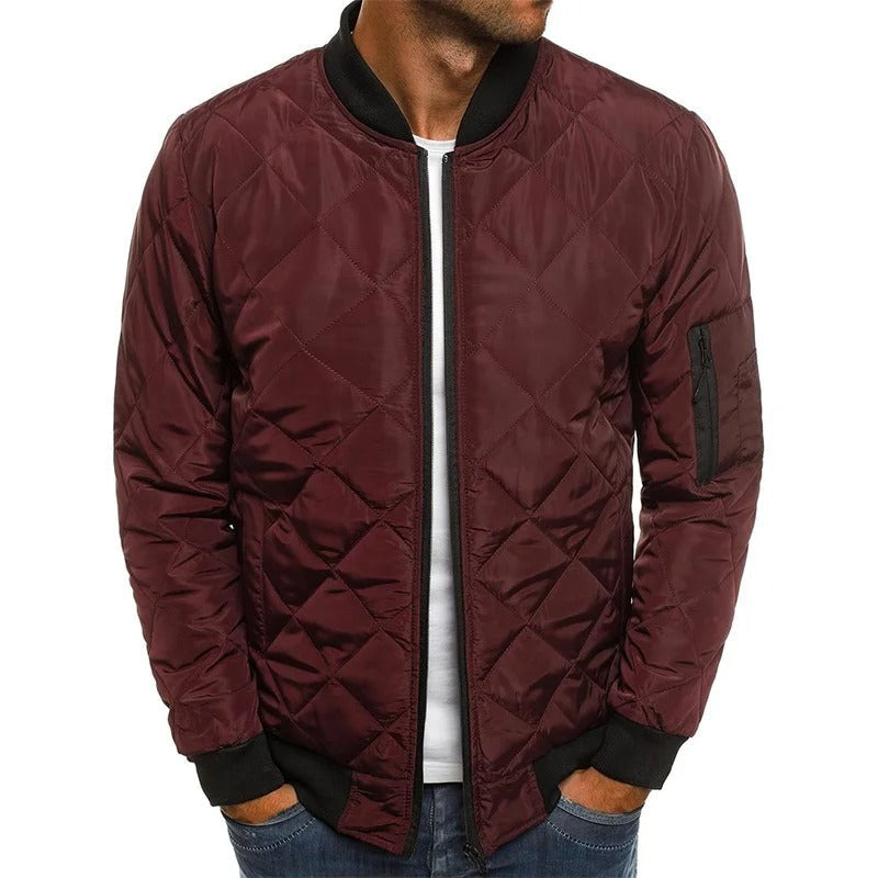Men's Quilted Bomber Jacket - Lightly Padded & Windproof