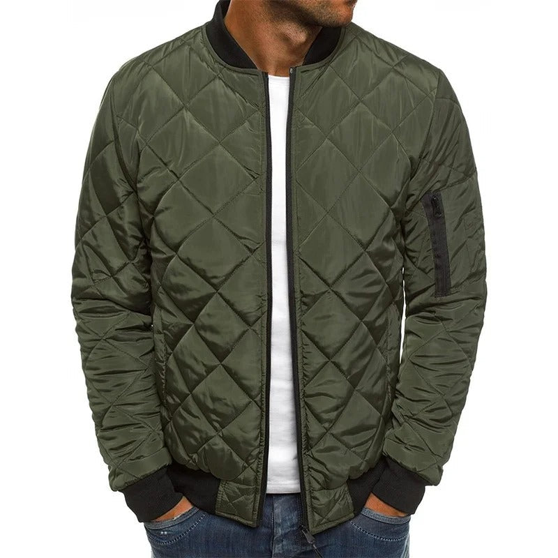 Men's Quilted Bomber Jacket - Lightly Padded & Windproof