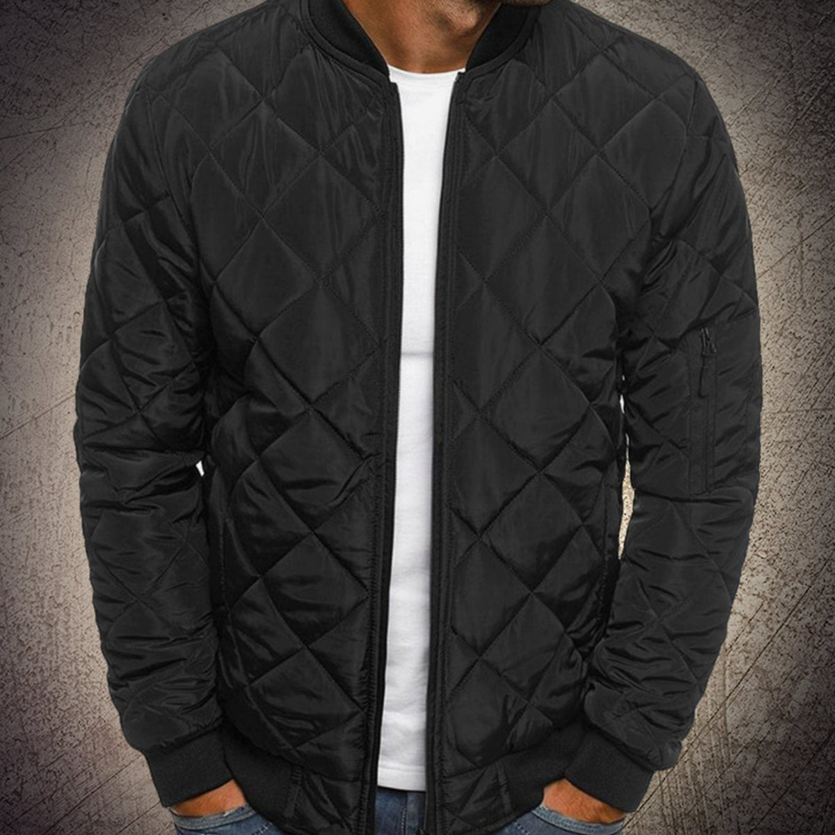 Men's Quilted Lightweight Zip-Up Bomber Jacket