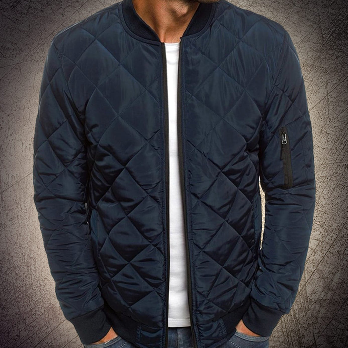 Men's Quilted Lightweight Zip-Up Bomber Jacket