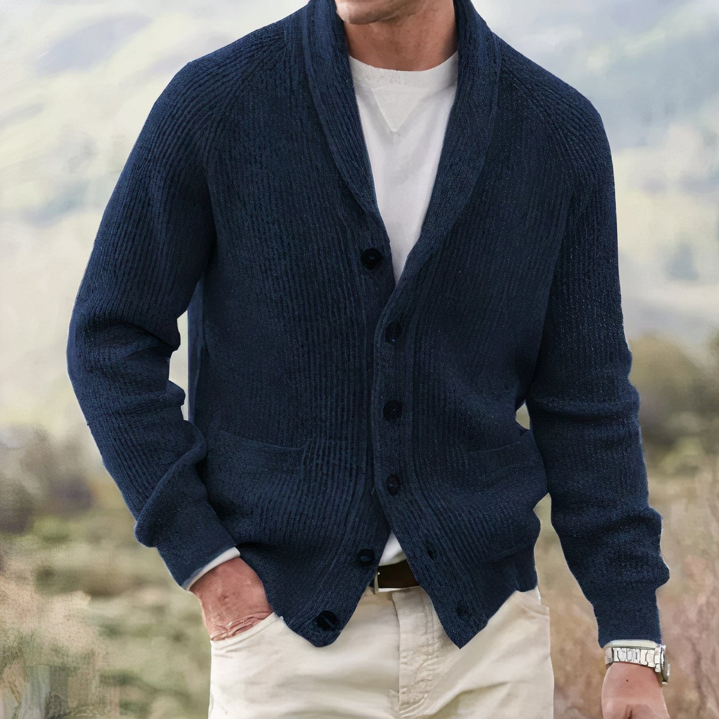 Men's Shawl Collar Cardigan Sweater