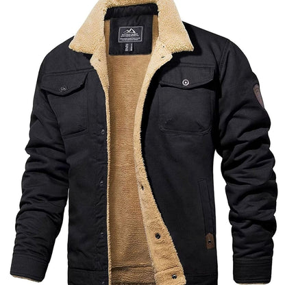 Men's Sherpa-Lined Fleece Collar Winter Jacket