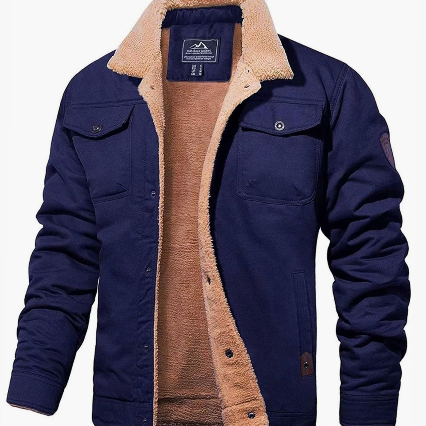 Men's Sherpa-Lined Fleece Collar Winter Jacket