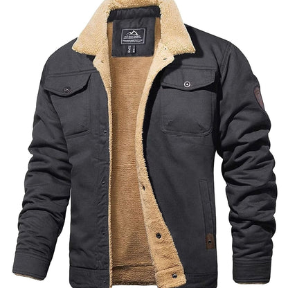 Men's Sherpa-Lined Fleece Collar Winter Jacket