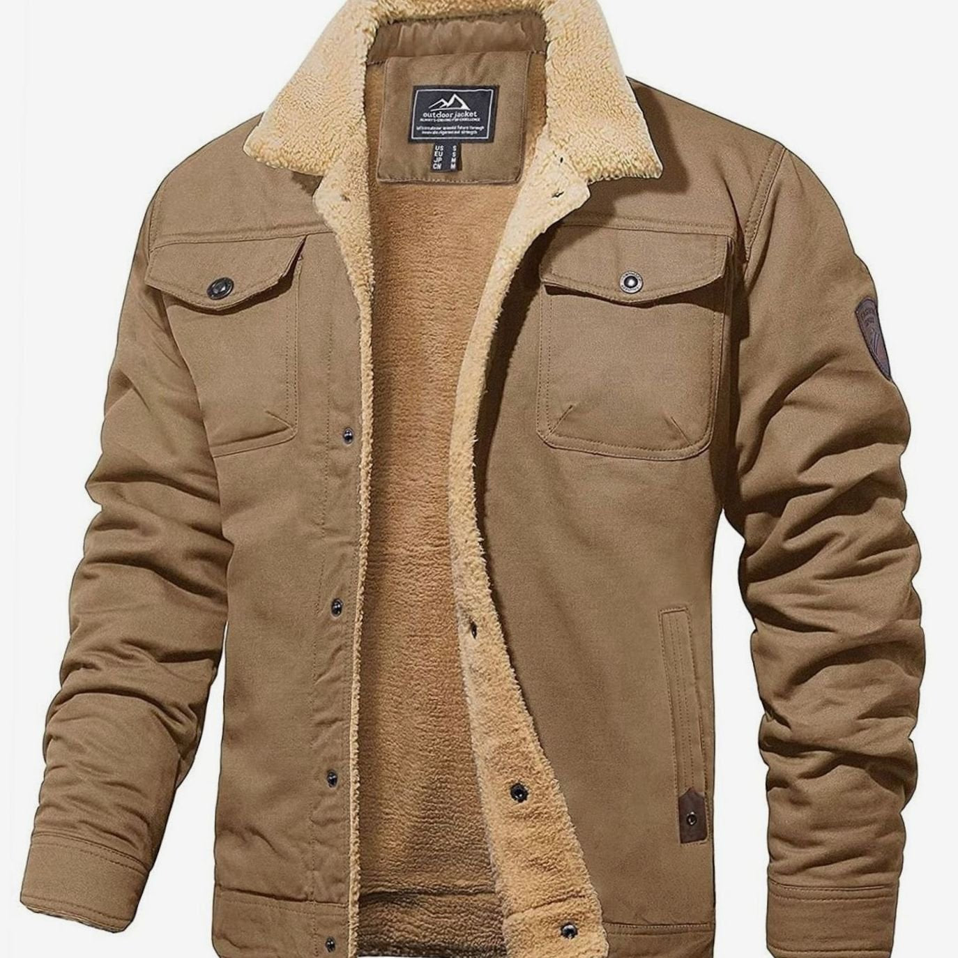 Men's Sherpa-Lined Fleece Collar Winter Jacket
