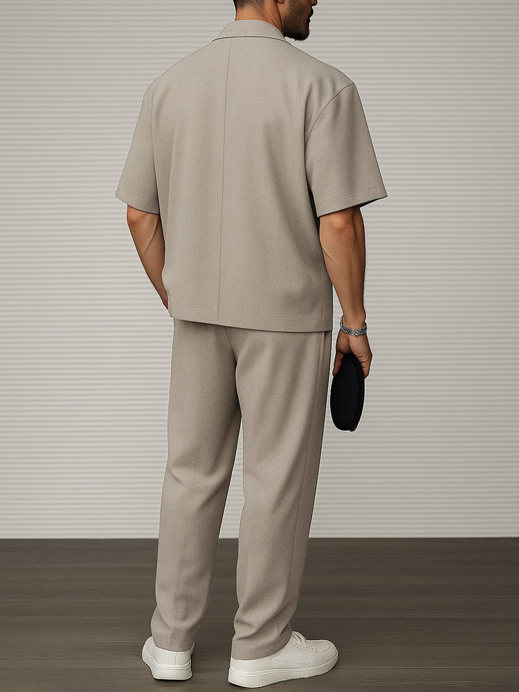 Men's Short-Sleeve Blazer & Tailored Trousers Set