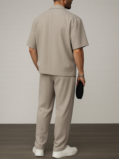Men's Short-Sleeve Blazer & Tailored Trousers Set