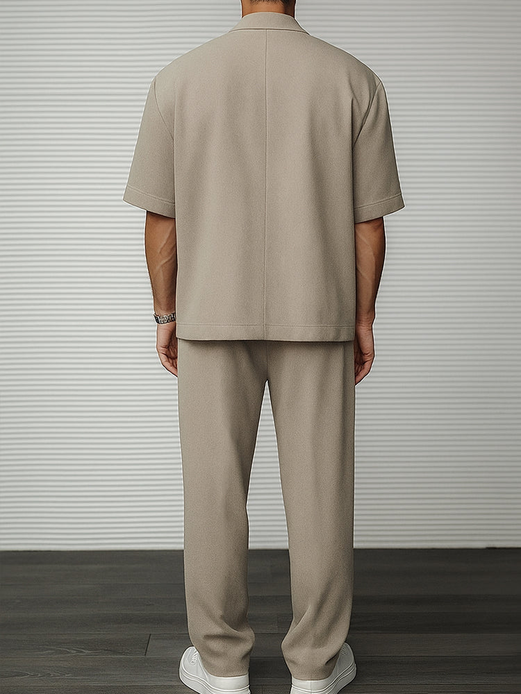 Men's Short-Sleeve Blazer & Tailored Trousers Set