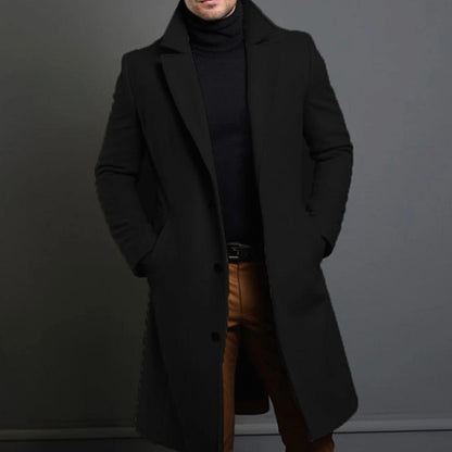 Men's Slim-Fit Single-Breasted Long Winter Coat