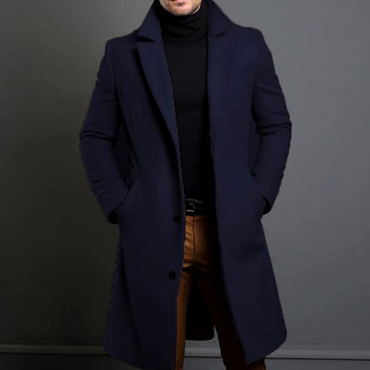 Men's Slim-Fit Single-Breasted Long Winter Coat