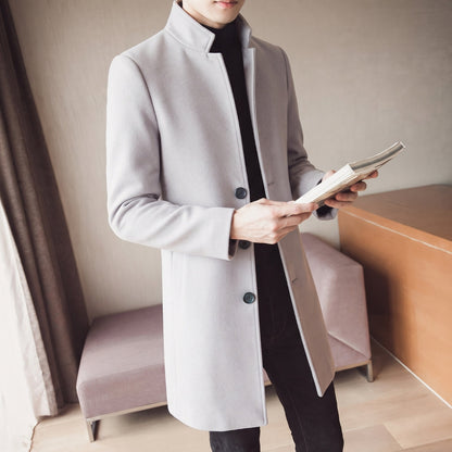 Men's Slim-Fit Single-Breasted Notched Lapel Overcoat