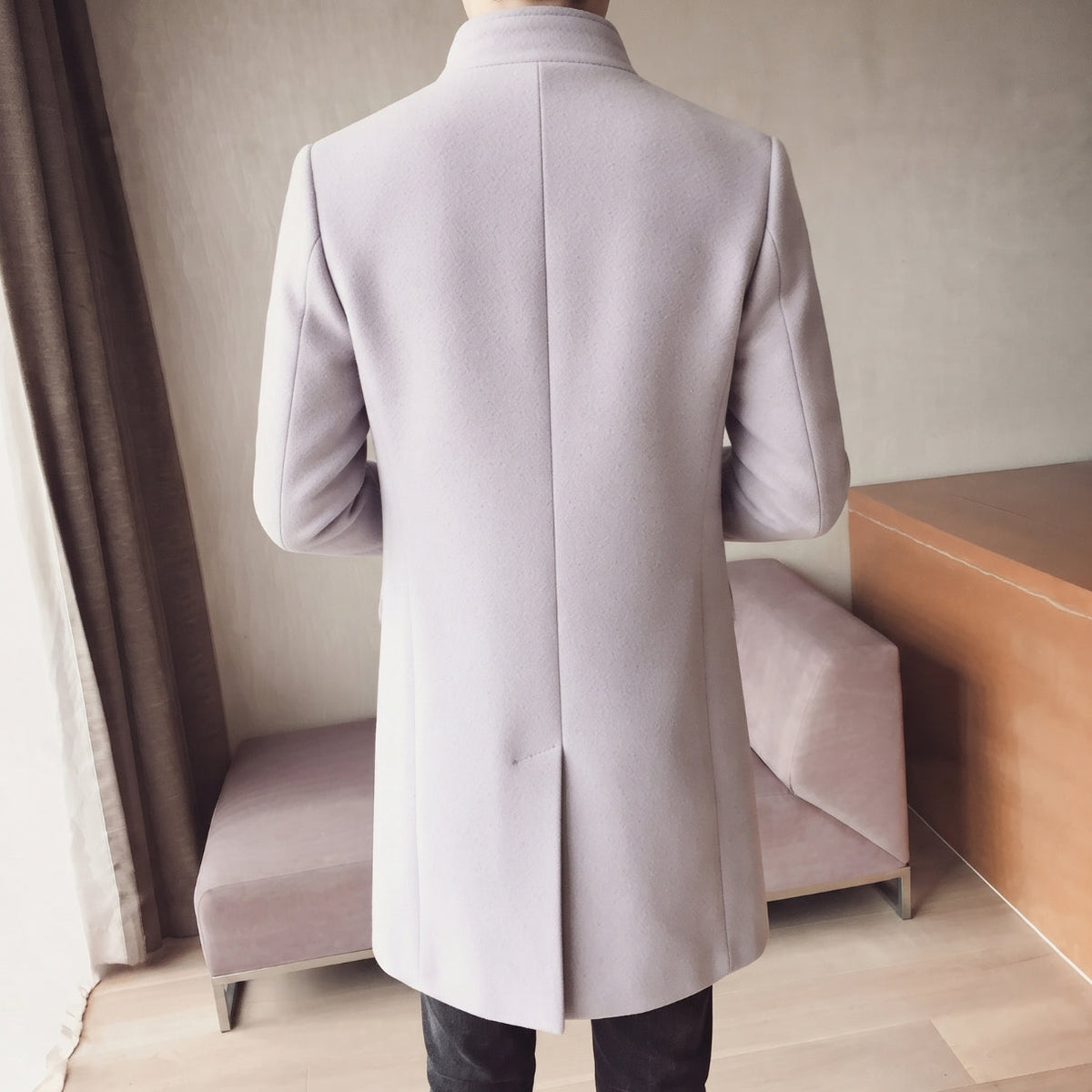 Men's Slim-Fit Single-Breasted Notched Lapel Overcoat