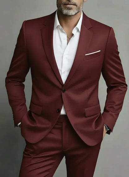 Men's Slim Fit Two-Piece Suit for Business & Evening Events