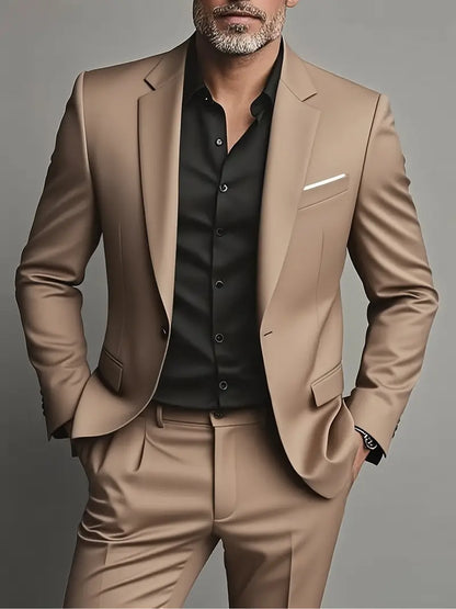 Men's Slim Fit Two-Piece Suit for Business & Evening Events