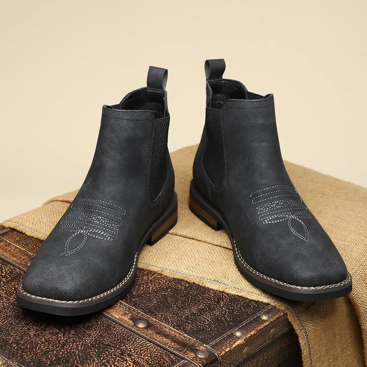 Men's Slip-On Western-Stitch Chelsea Ankle Boots
