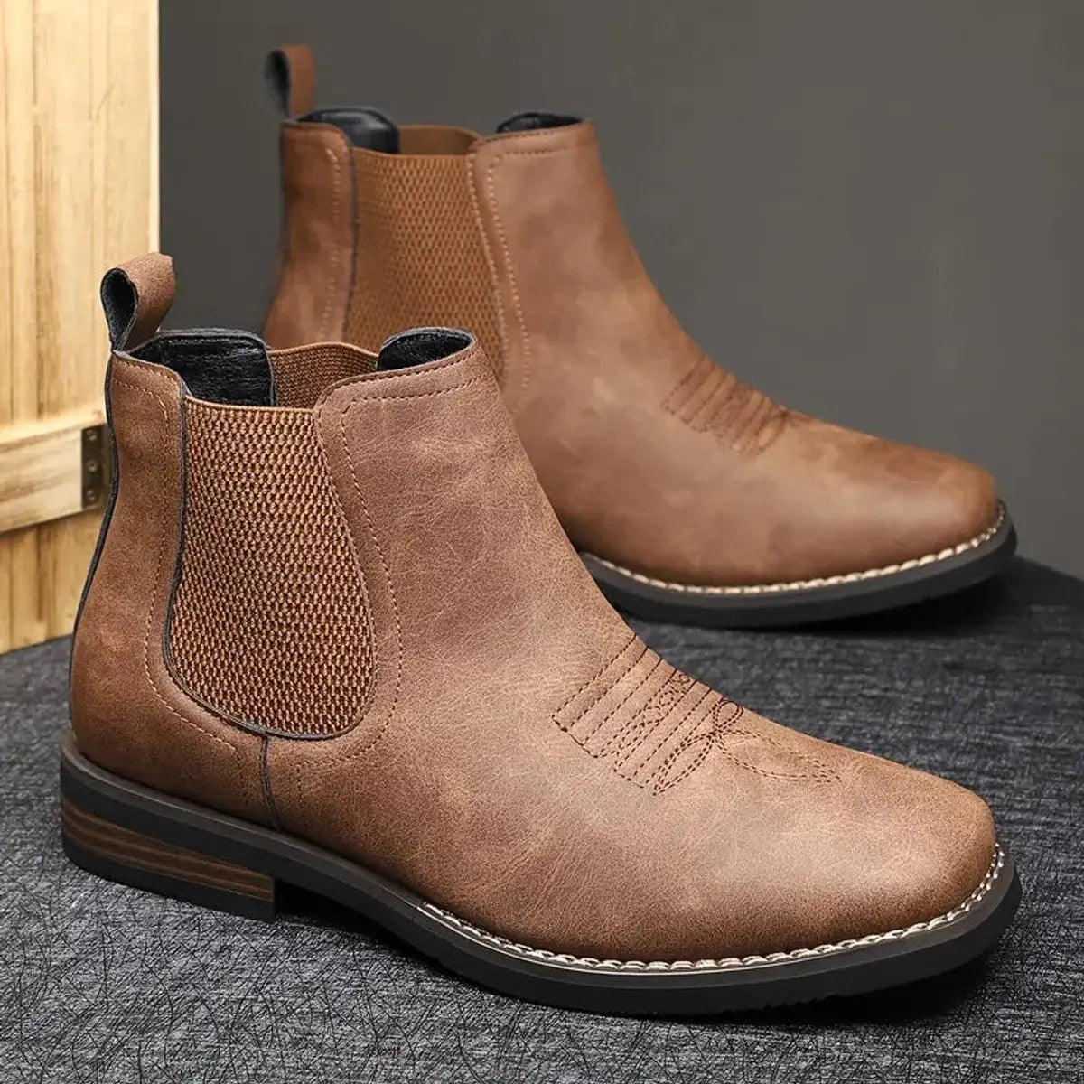Men's Slip-On Western-Stitch Chelsea Ankle Boots