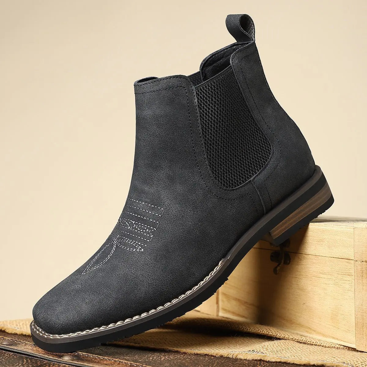 Men's Slip-On Western-Stitch Chelsea Ankle Boots