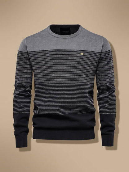 Men's Striped Color-Block Crew-Neck Knit Sweater