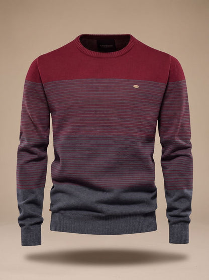 Men's Striped Color-Block Crew-Neck Knit Sweater