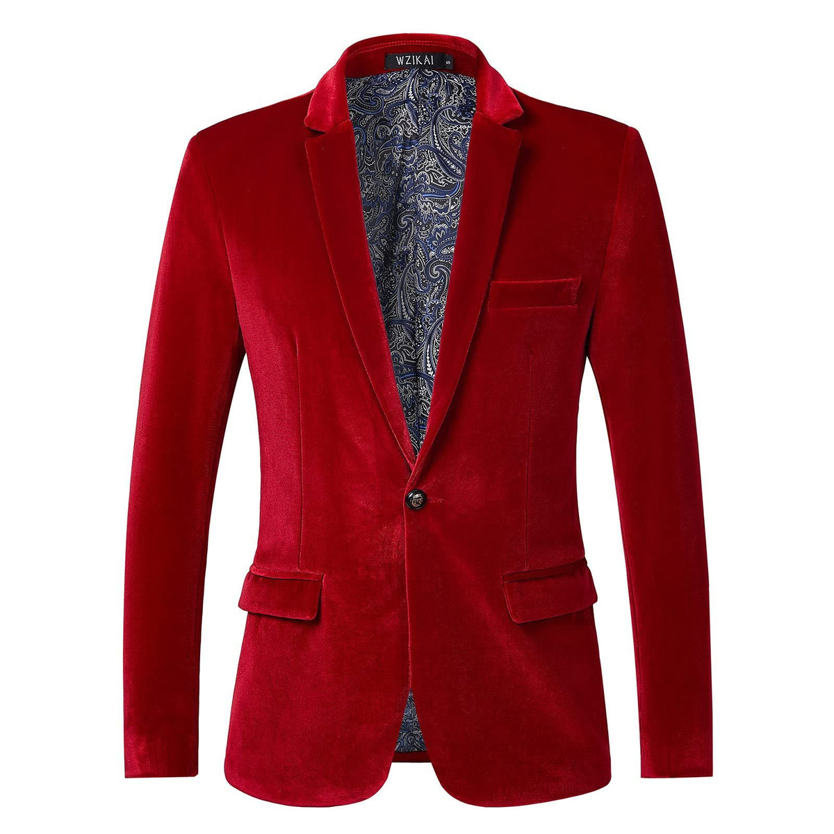 Men's Tailored Velvet Tuxedo Jacket with Satin Lapels and Single-Button Closure