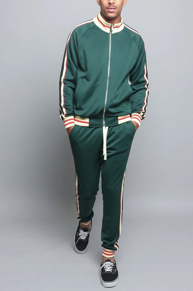 Men's Tracksuit | Striped Jacket & Sweatpants - Comfort