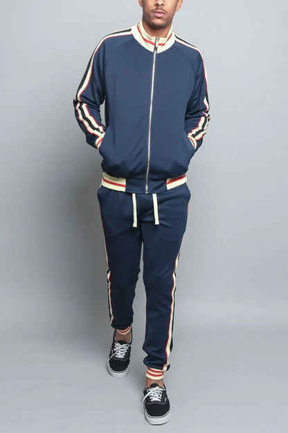 Men's Tracksuit | Striped Jacket & Sweatpants - Comfort
