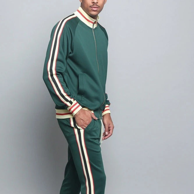 Men's Tracksuit | Striped Jacket & Sweatpants - Comfort