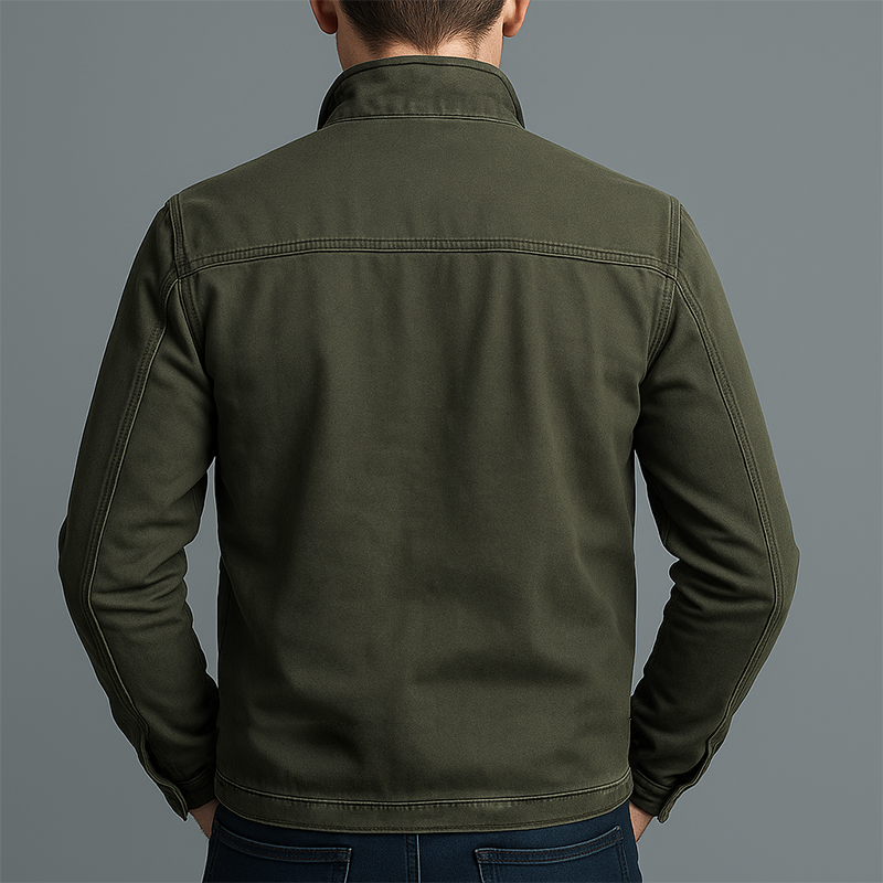 Men's Vintage Zip Jacket with Stand Collar