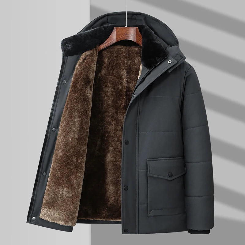 Men's Warm Fur-Lined Puffer Jacket