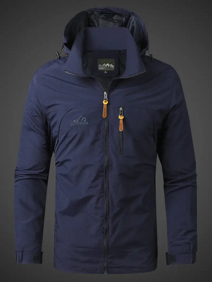 Men's Waterproof Windproof Rain Jacket with Adjustable Hood